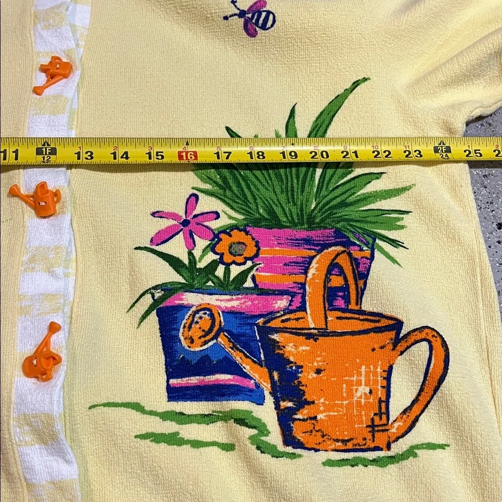 VINTAGE ONQUE CASUALS FLORAL GARDEN CARDIGAN TOP YELLOW MULTICOLOR SIZE LARGE - Picture 13 of 15